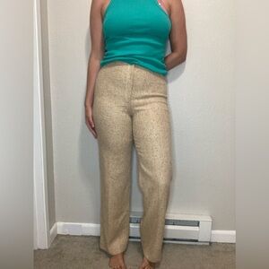Vintage NWT The Villager 1960s Tan Tweed Straight Leg Pants Size Modern 6 Vtg 14